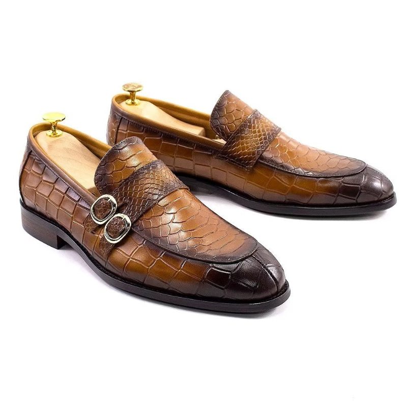 Formelle Herresko Ekte Skinn Elegant Crocformal Classic Brogues - Brun