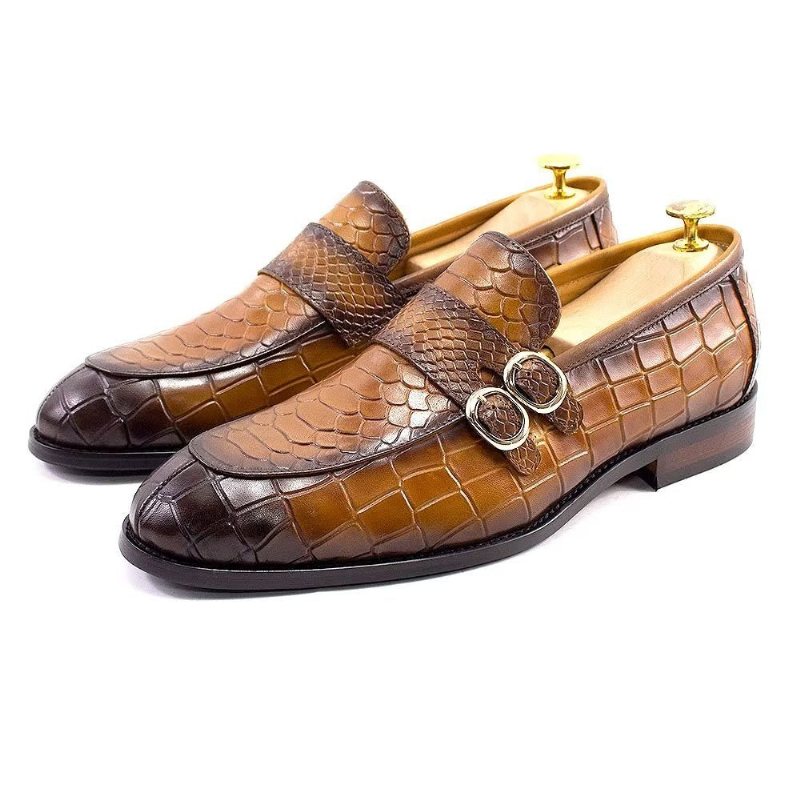 Formelle Herresko Ekte Skinn Elegant Crocformal Classic Brogues - Brun