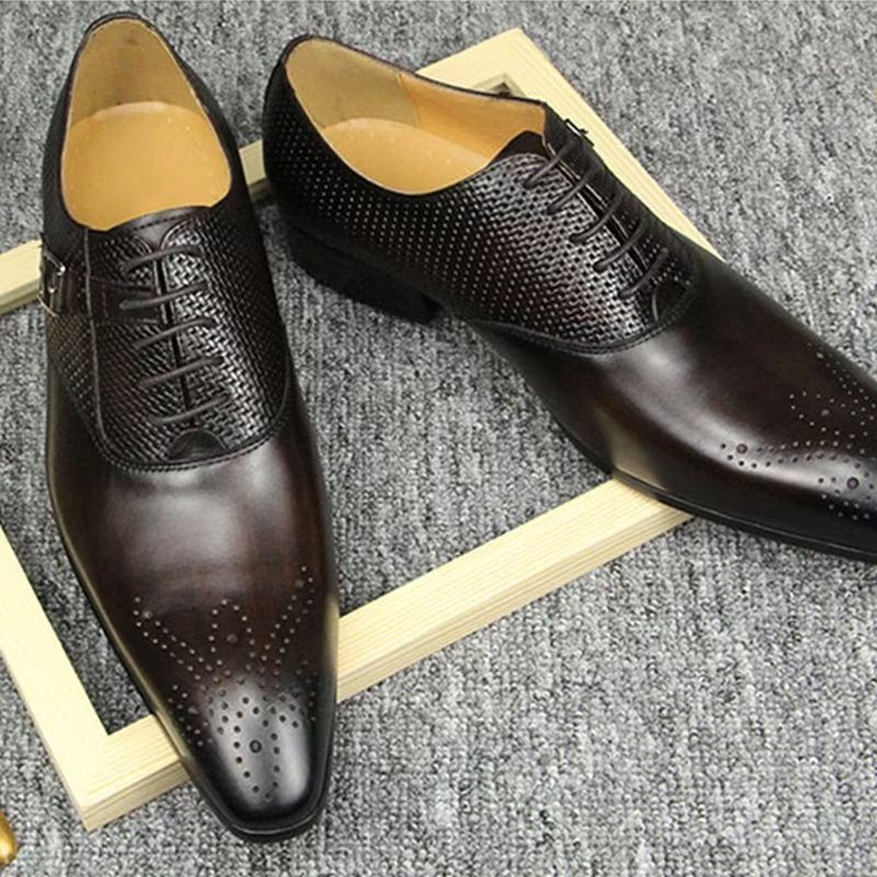 Formelle Herresko Ekte Skinn Elegante Bryllup Brogue Sko - Kaffe