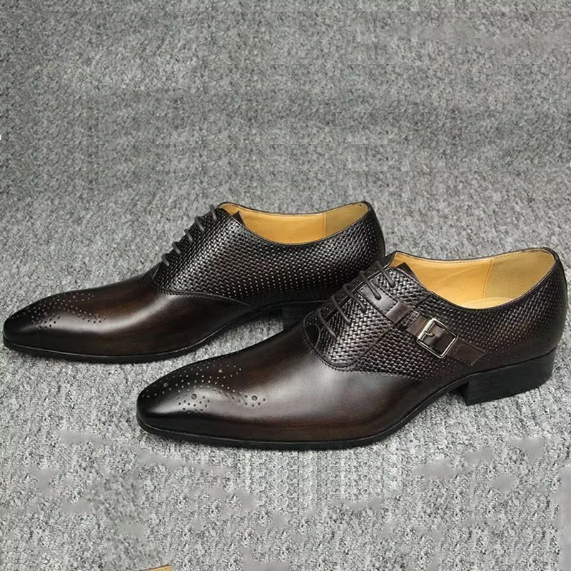 Formelle Herresko Ekte Skinn Elegante Bryllup Brogue Sko - Kaffe