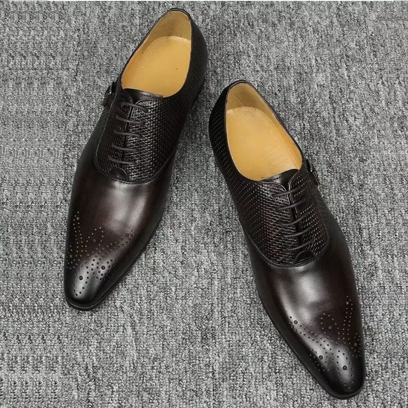 Formelle Herresko Ekte Skinn Elegante Bryllup Brogue Sko - Kaffe