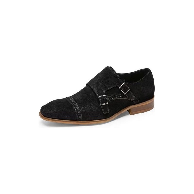 Formelle Herresko Elegant Spennelukking Monkstraps Dress Sko - Svart