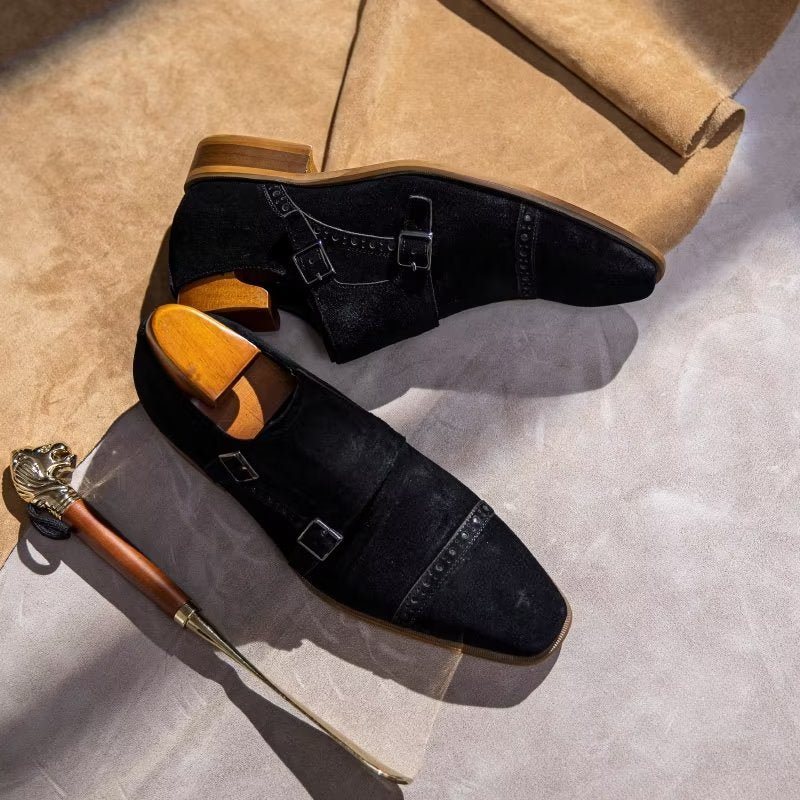 Formelle Herresko Elegant Spennelukking Monkstraps Dress Sko - Svart