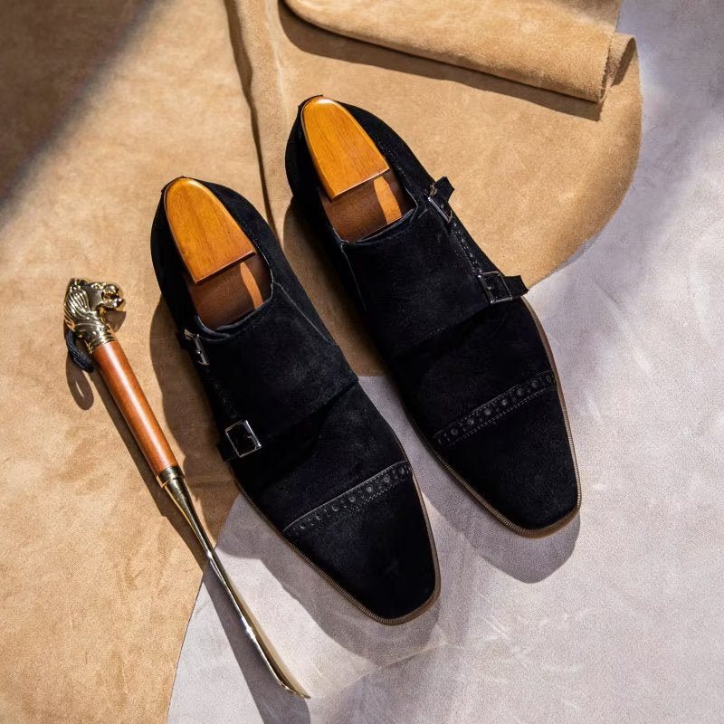 Formelle Herresko Elegant Spennelukking Monkstraps Dress Sko - Svart