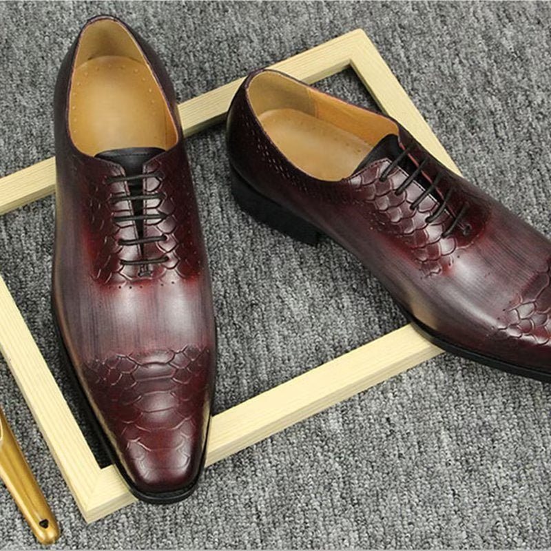 Formelle Herresko Elegante Brogue Skinnbryllupsko - Rød