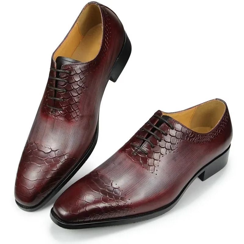 Formelle Herresko Elegante Brogue Skinnbryllupsko - Rød