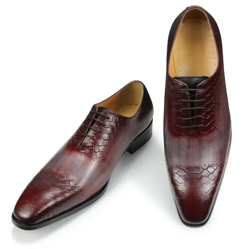 Formelle Herresko Elegante Brogue Skinnbryllupsko - Rød