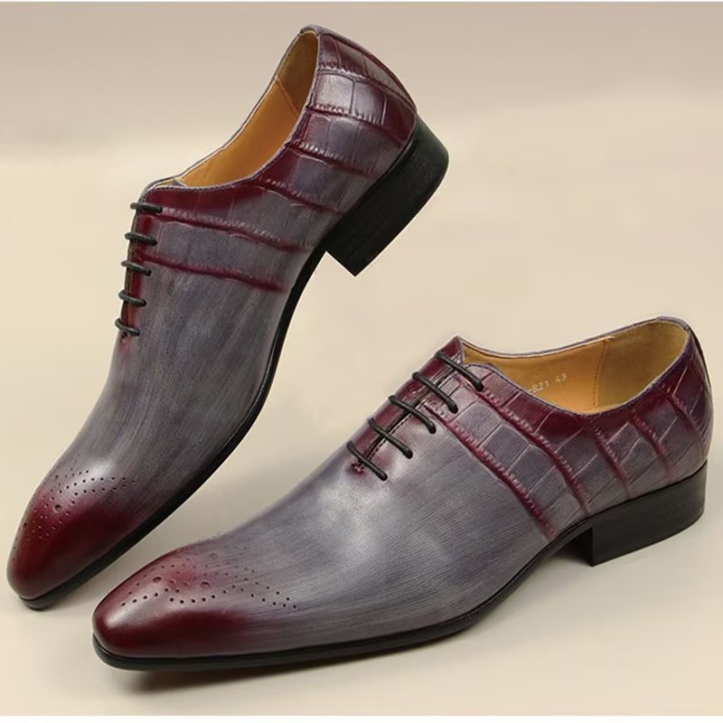 Formelle Herresko Elegante Brogue Skinnbryllupsko - Rød