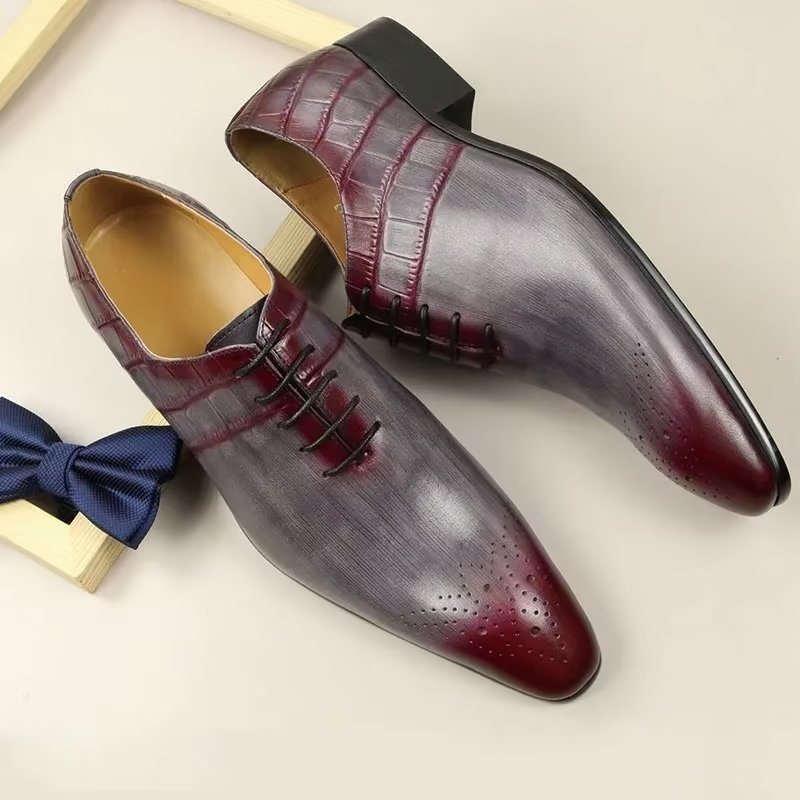 Formelle Herresko Elegante Brogue Skinnbryllupsko - Rød