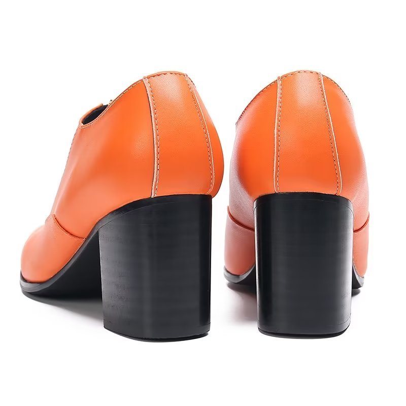 Formelle Herresko Elegante Ekte Skinn-slip-on-kjolesko - Oransje