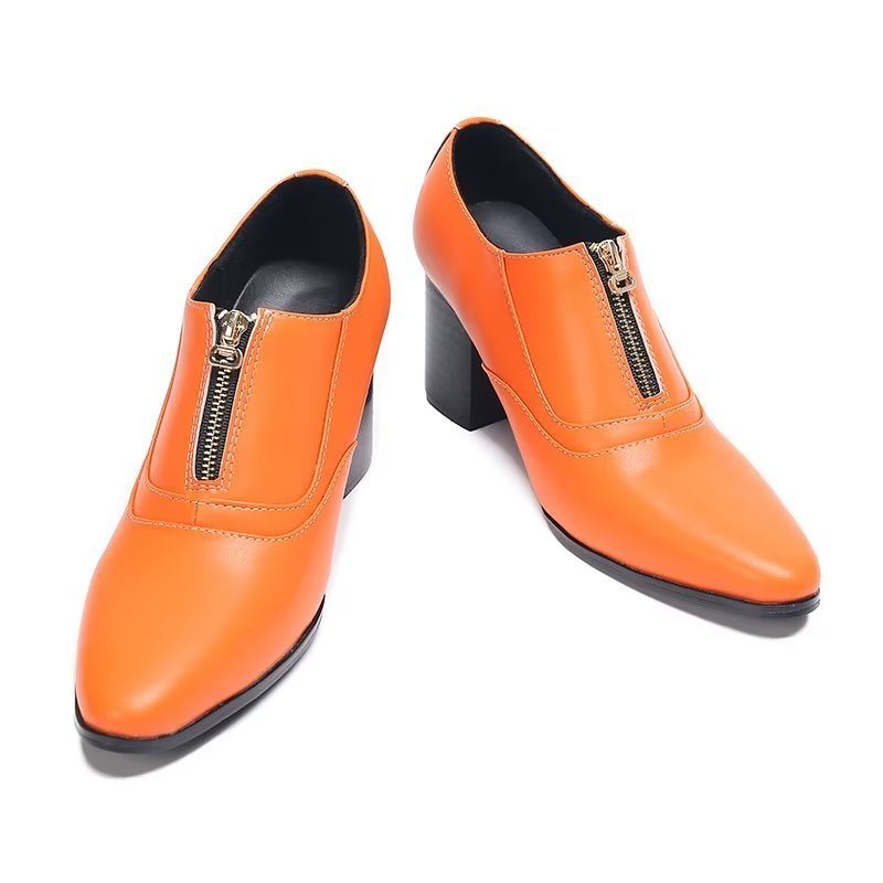 Formelle Herresko Elegante Ekte Skinn-slip-on-kjolesko - Oransje