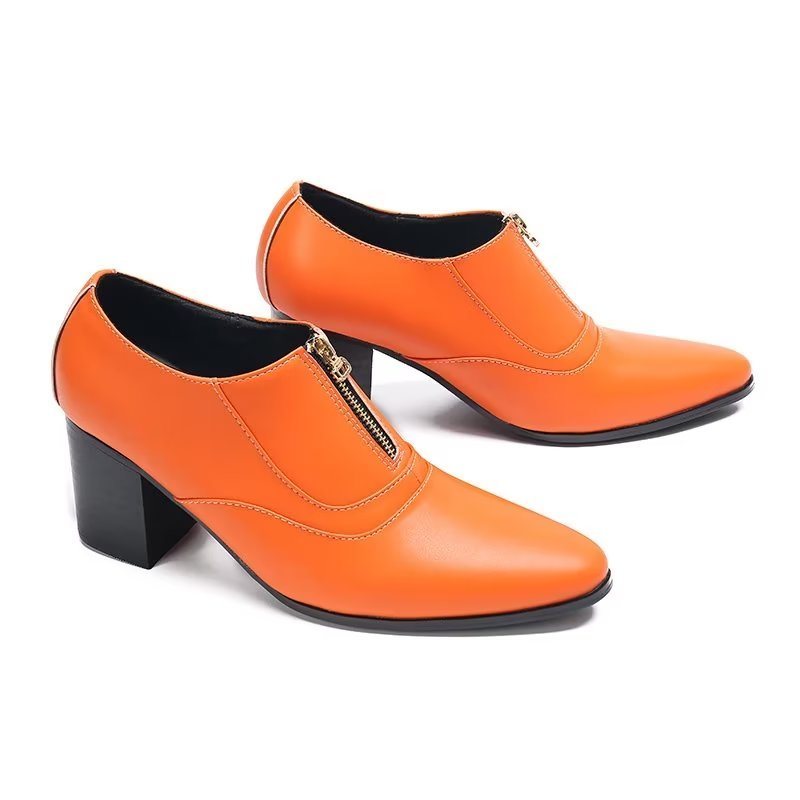 Formelle Herresko Elegante Ekte Skinn-slip-on-kjolesko - Oransje