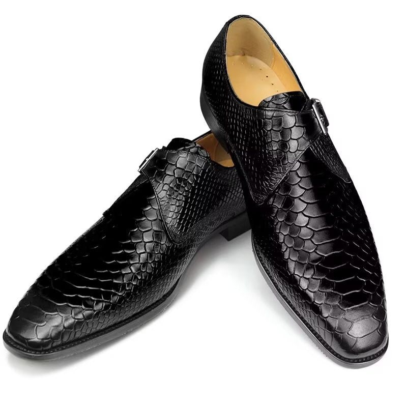 Formelle Herresko Elegante Tilpassede Spenne Brogue Skinnbryllupsko - Svart