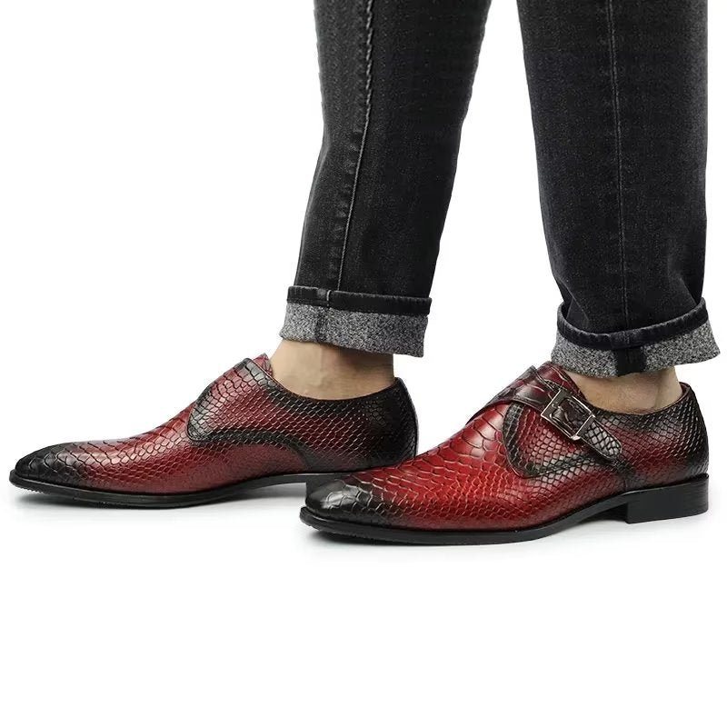 Formelle Herresko Elegante Tilpassede Spenne Brogue Skinnbryllupsko - Rød