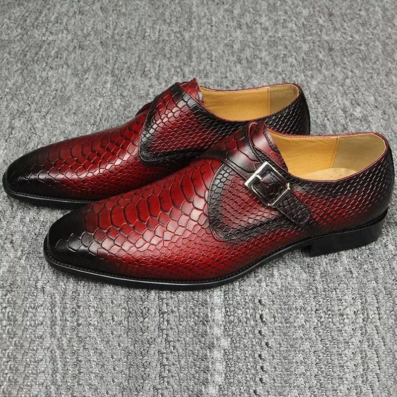 Formelle Herresko Elegante Tilpassede Spenne Brogue Skinnbryllupsko - Rød