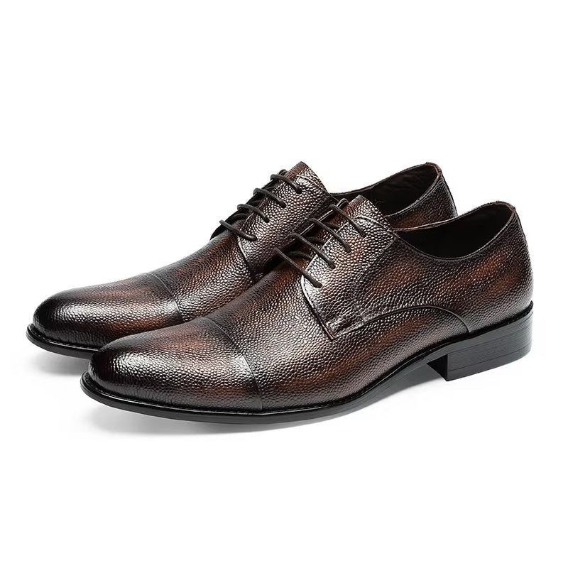 Formelle Herresko Exotic Texture Derbies Dress Sko - Kaffe