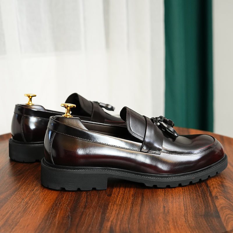 Formelle Herresko Klassiske Slip-on Tassel Loafers - Burgund