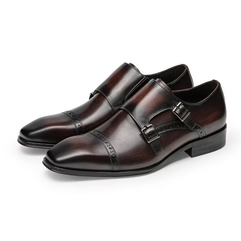 Formelle Herresko Monkstraps Dress Sko - Kaffe