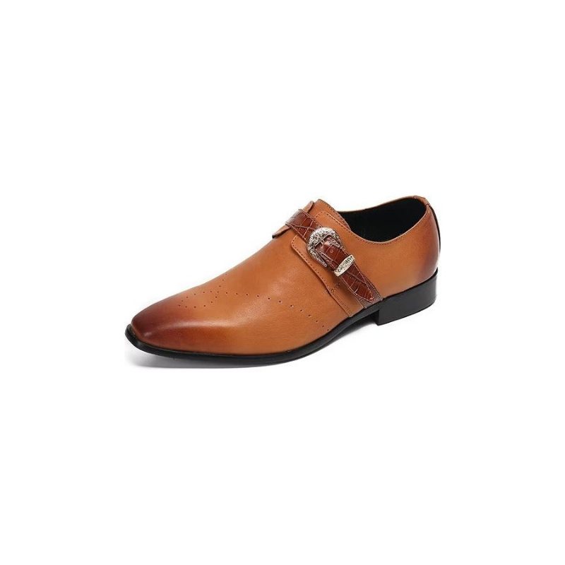 Formelle Herresko Monkstraps Elegante Slip-ons Med Ekte Lær - Brun