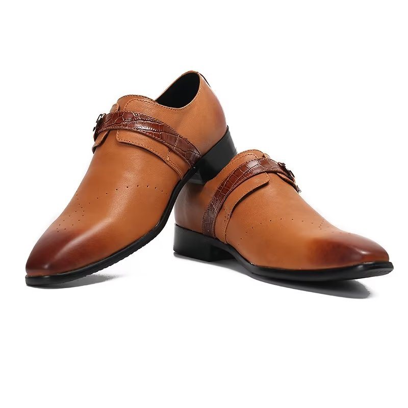 Formelle Herresko Monkstraps Elegante Slip-ons Med Ekte Lær - Brun