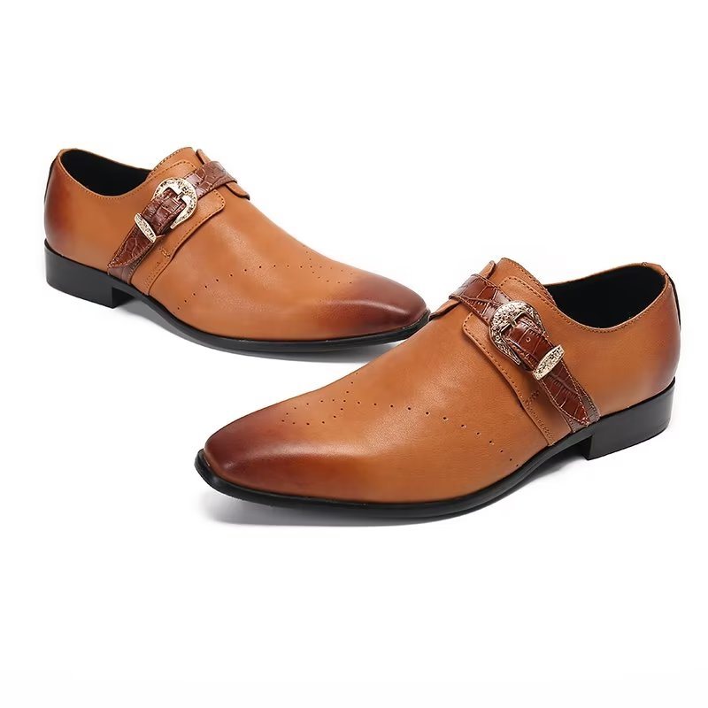 Formelle Herresko Monkstraps Elegante Slip-ons Med Ekte Lær - Brun