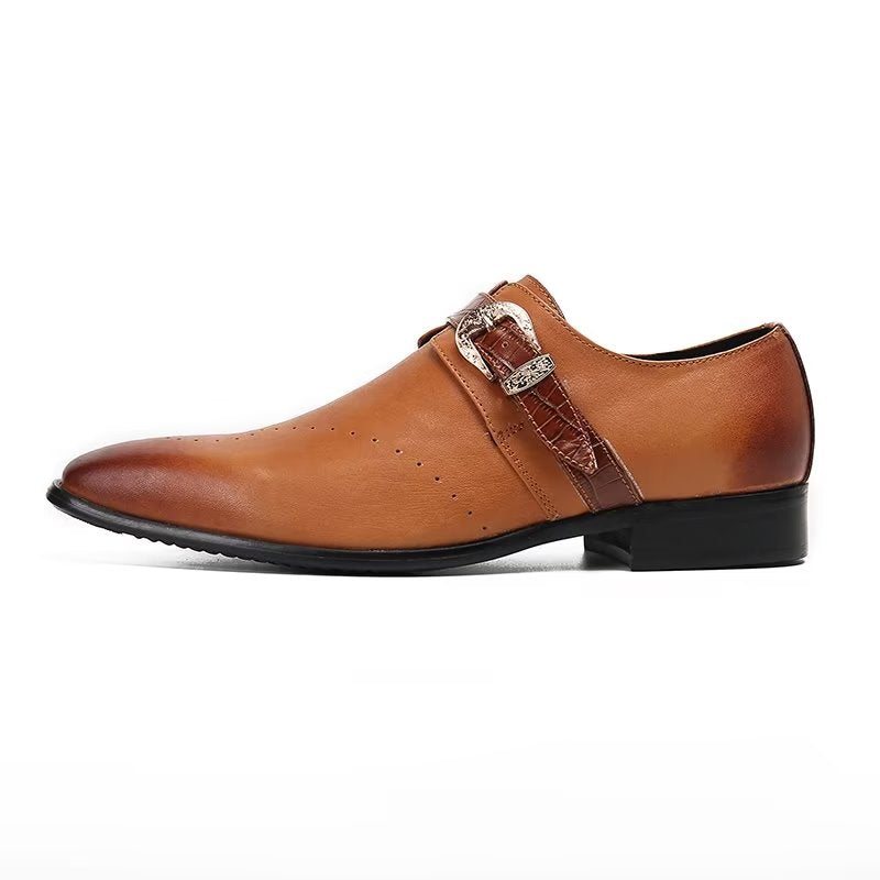 Formelle Herresko Monkstraps Elegante Slip-ons Med Ekte Lær - Brun