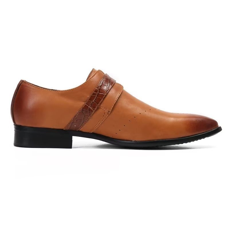 Formelle Herresko Monkstraps Elegante Slip-ons Med Ekte Lær - Brun