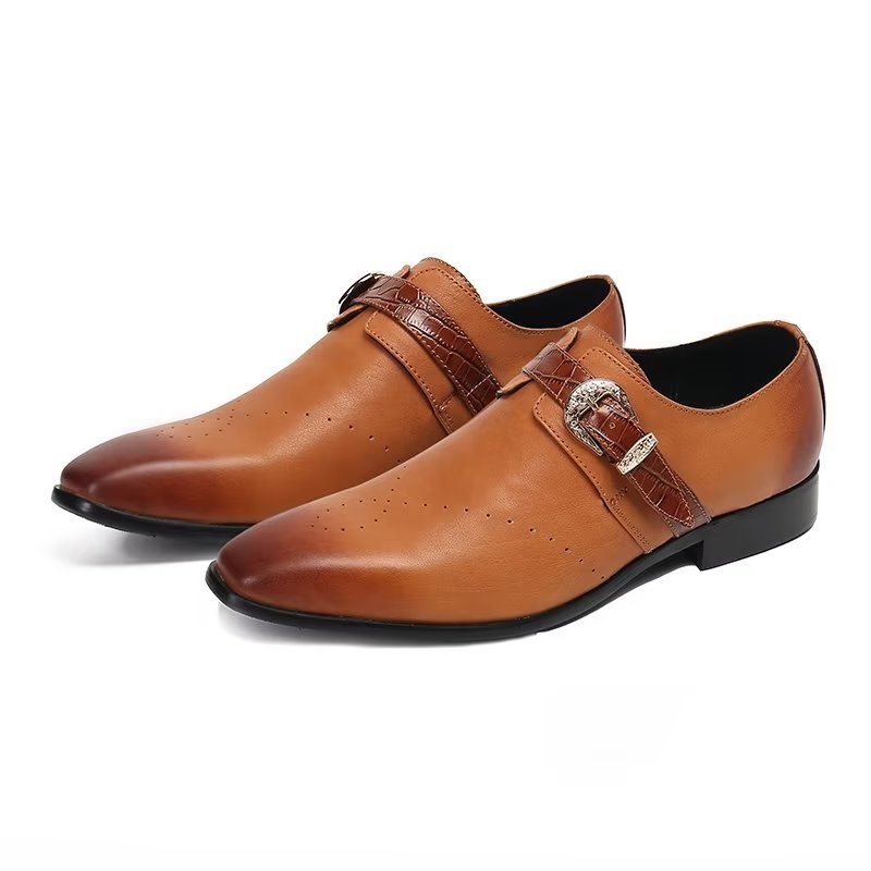 Formelle Herresko Monkstraps Elegante Slip-ons Med Ekte Lær - Brun