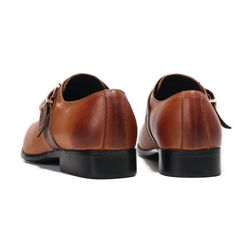 Formelle Herresko Monkstraps Elegante Slip-ons Med Ekte Lær - Brun