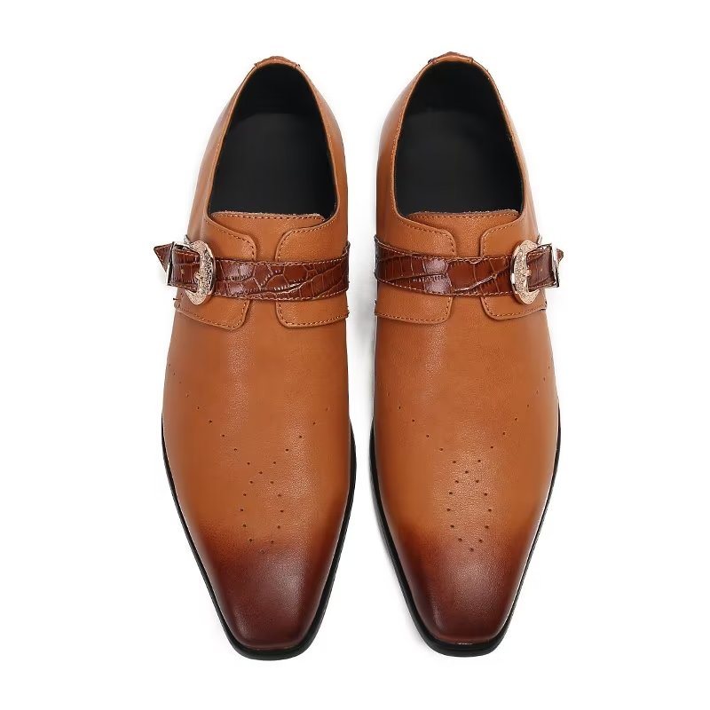 Formelle Herresko Monkstraps Elegante Slip-ons Med Ekte Lær - Brun