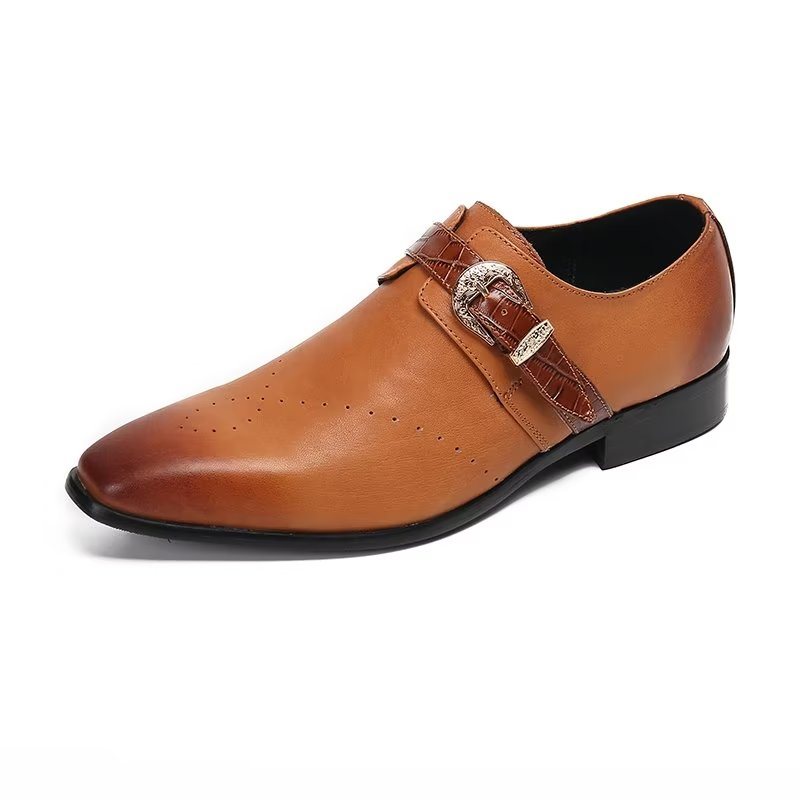 Formelle Herresko Monkstraps Elegante Slip-ons Med Ekte Lær - Brun