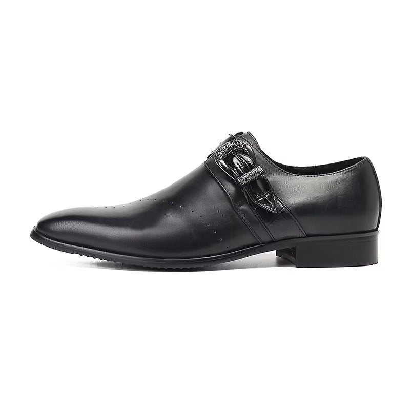 Formelle Herresko Monkstraps Elegante Slip-ons Med Ekte Lær - Sort