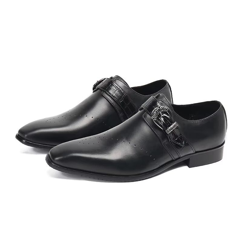 Formelle Herresko Monkstraps Elegante Slip-ons Med Ekte Lær - Sort