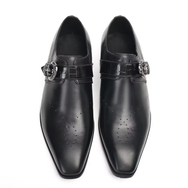 Formelle Herresko Monkstraps Elegante Slip-ons Med Ekte Lær - Sort