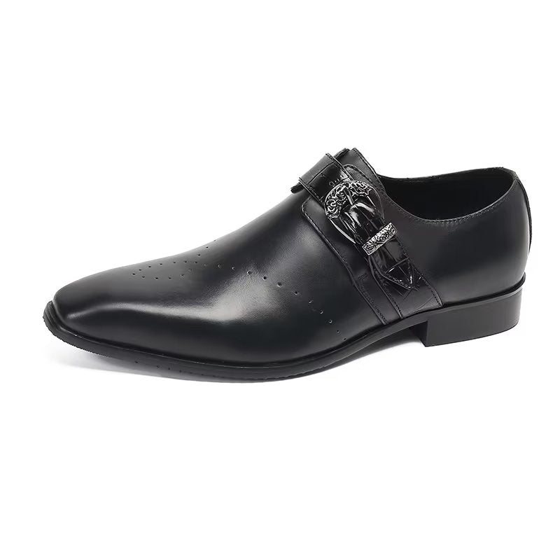 Formelle Herresko Monkstraps Elegante Slip-ons Med Ekte Lær - Sort