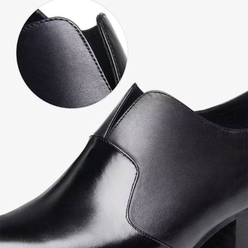 Formelle Herresko Pregede Spisse Tå Slip-on Dress Sko - Svart