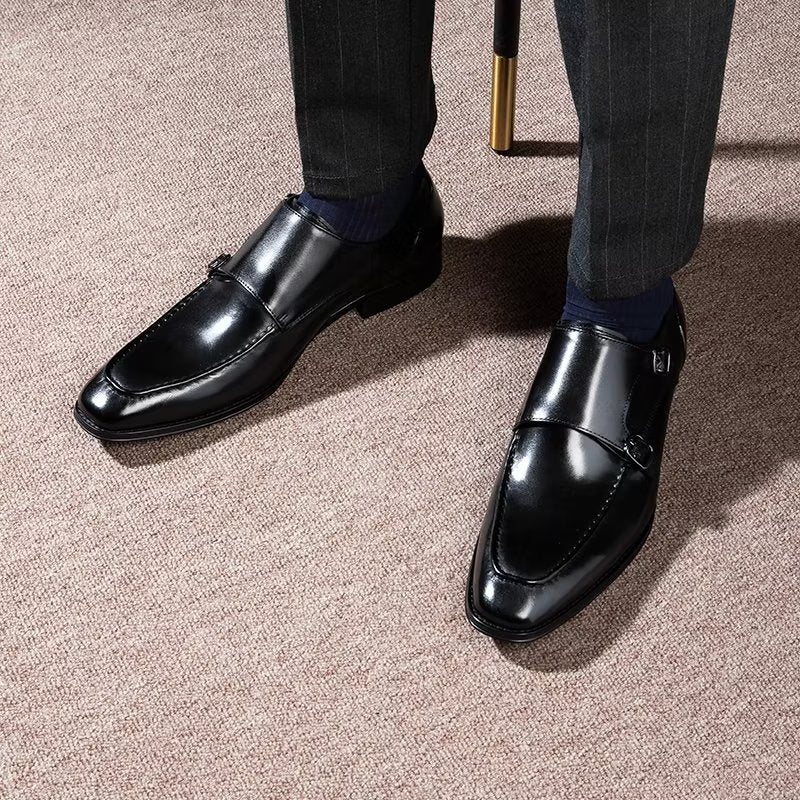 Formelle Herresko Raffinert Kuskinn Slip-on Monkstraps - Svart