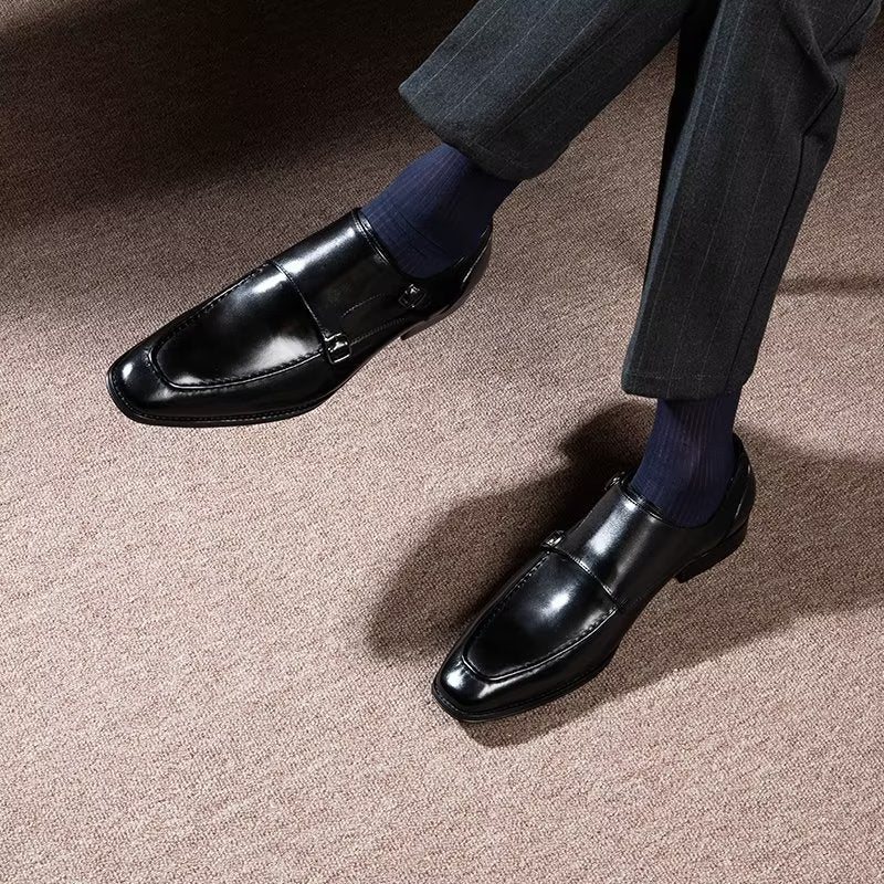 Formelle Herresko Raffinert Kuskinn Slip-on Monkstraps - Svart