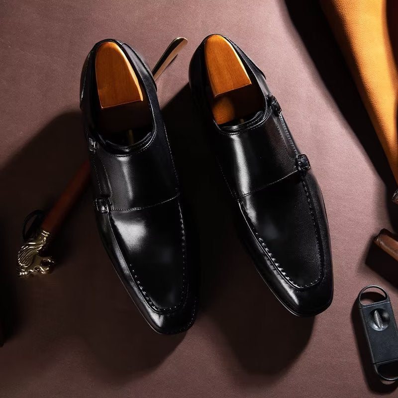 Formelle Herresko Raffinert Kuskinn Slip-on Monkstraps - Svart