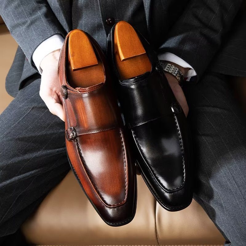 Formelle Herresko Raffinert Kuskinn Slip-on Monkstraps - Svart