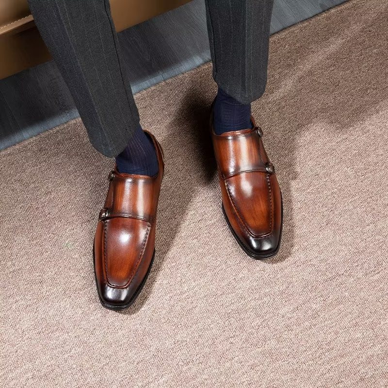 Formelle Herresko Raffinert Kuskinn Slip-on Monkstraps - Kaffe