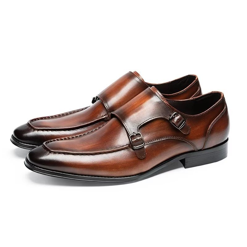 Formelle Herresko Raffinert Kuskinn Slip-on Monkstraps - Kaffe