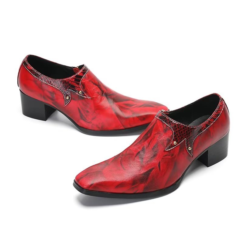 Formelle Herresko Raffinert Luksus Square Toe Skinn Slip-on Dress Sko - Rød