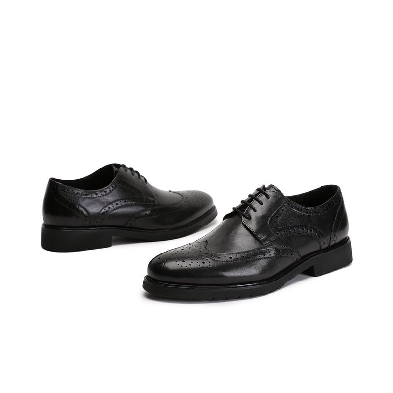 Formelle Herresko Wingtip Luxury Exotic Spiss Tå Oxford Brogues - Svart