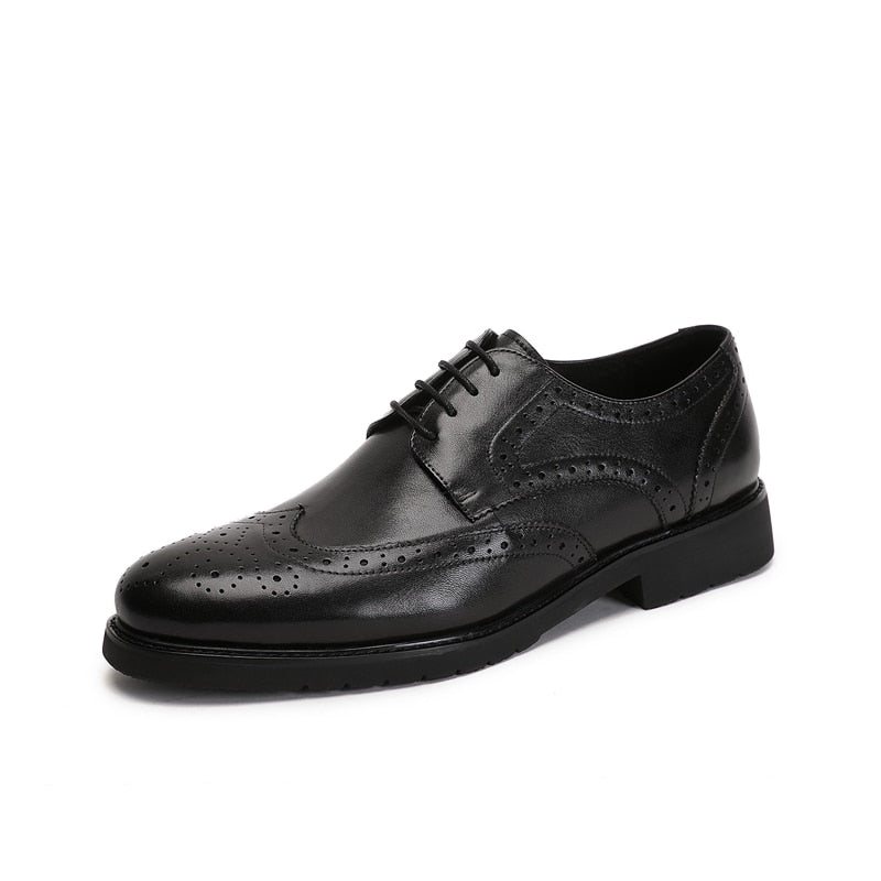 Formelle Herresko Wingtip Luxury Exotic Spiss Tå Oxford Brogues - Svart