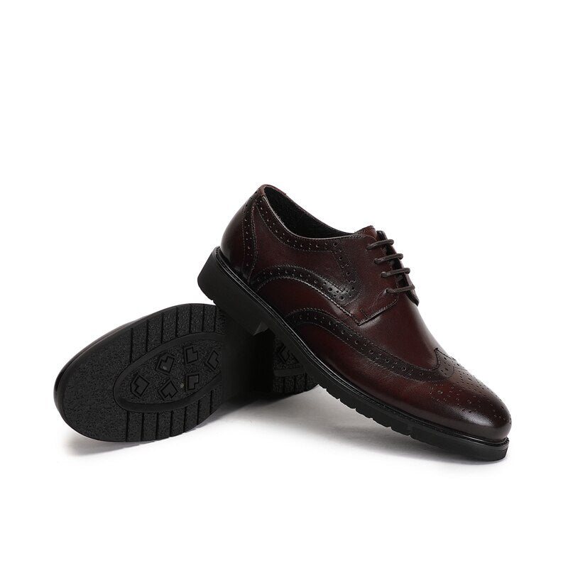 Formelle Herresko Wingtip Luxury Exotic Spiss Tå Oxford Brogues - Kaffe