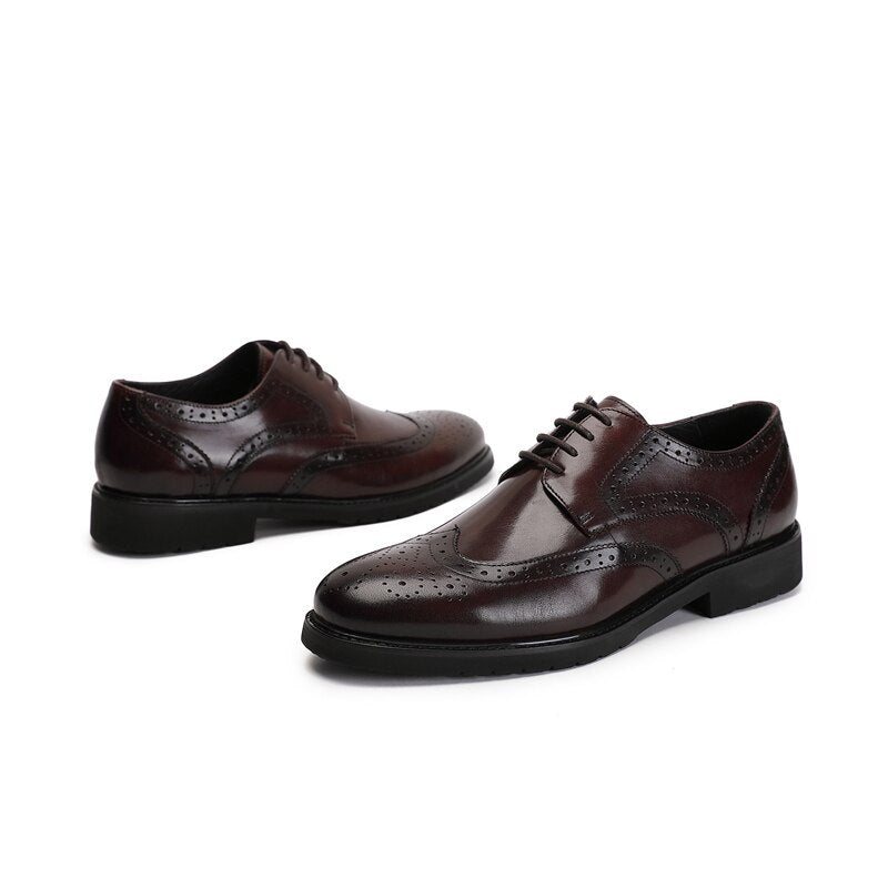 Formelle Herresko Wingtip Luxury Exotic Spiss Tå Oxford Brogues - Kaffe