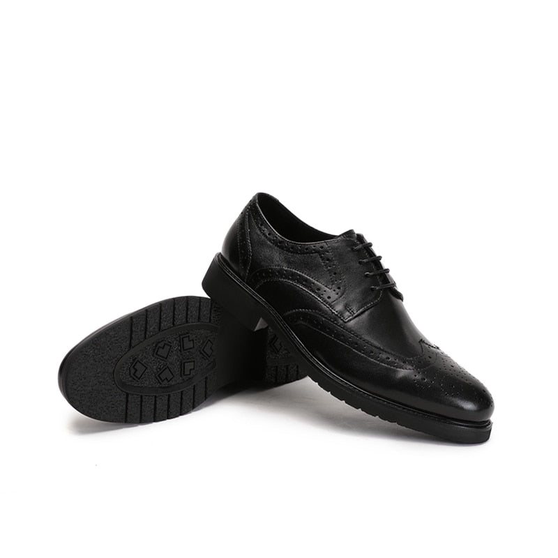 Formelle Herresko Wingtip Luxury Exotic Spiss Tå Oxford Brogues - Svart