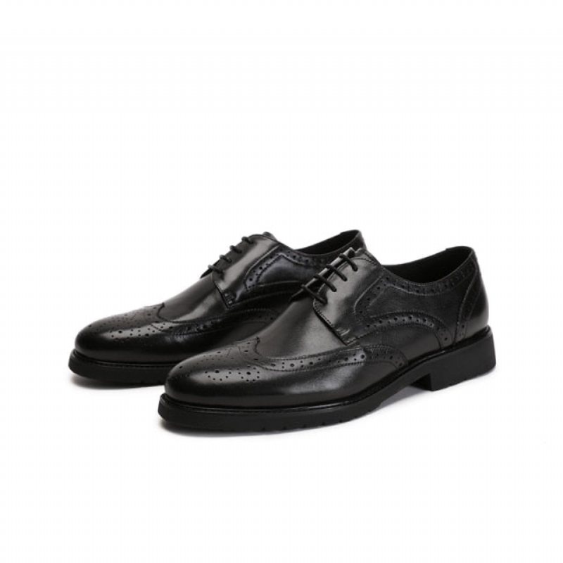 Formelle Herresko Wingtip Luxury Exotic Spiss Tå Oxford Brogues - Svart