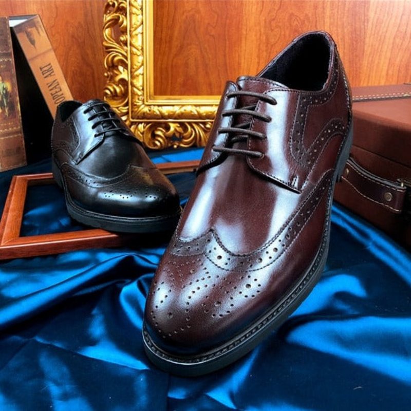 Formelle Herresko Wingtip Luxury Exotic Spiss Tå Oxford Brogues - Svart